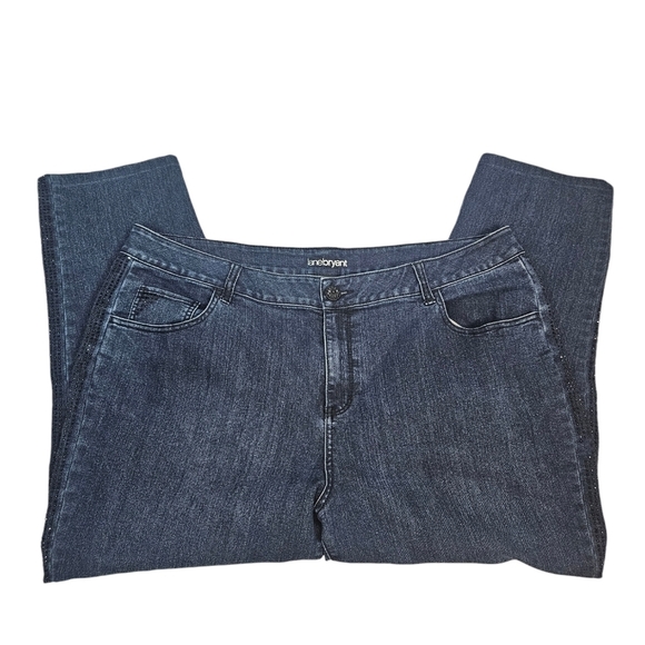 Lane Bryant Dark Wash Rhinestone Embellished Stretch‎ Denim Jeans Size 24 K70 - Picture 6 of 14